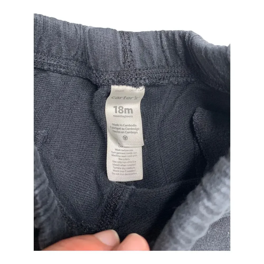 Carter's black 100% cotton terry cloth sweat shorts 18 months